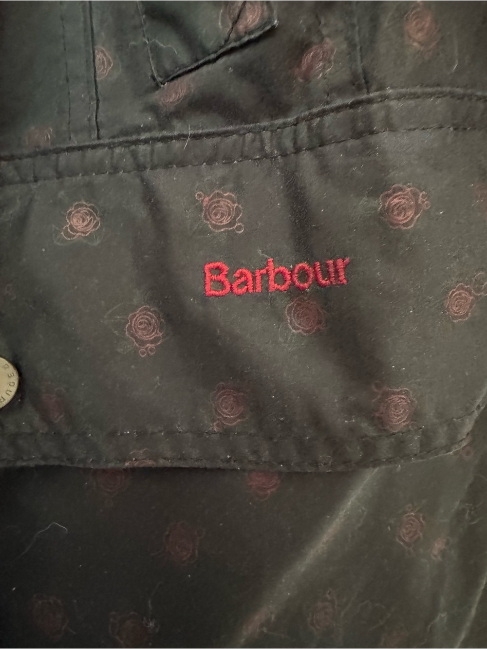 Barbour Women's Dark Floral Waxed Jacket - Black with Pink Detail - Picture 4 of 12